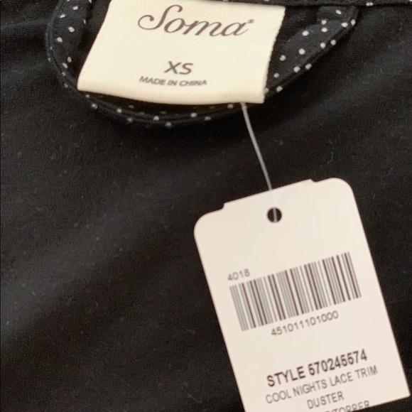 SOMA lace trim micro dots black duster/robe - Picture 7 of 8